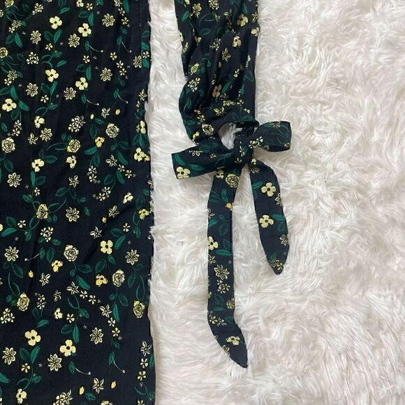 Minimum Dress Black Green Floral Size 38 Long Sleeve Lightweight Viscose - Picture 4 of 9